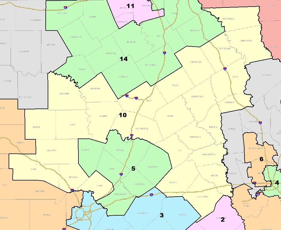SBOE District 10 and 5 Map